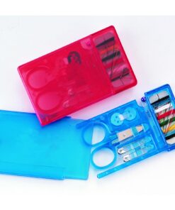 2x Nähset im Scheckkartenformat + Farbe: 1x rot und 1x blau + für Handwerker + für Zuhause + Dauerhafte Nähbenutzen + 20