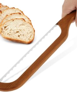 Profi Brotmesser Holz und Edelstahl für Selbstgemachtes Brot | Brotmesser Holz und Edelstahl für Sauerteig und Kuchen |