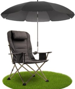 STYNGARD Klemmschirm für Stuhl mit UV Schutz 50+ - Kuppelmaß 120 cm - Ideal für Camping und Strand - Klar Modell SAN FRA