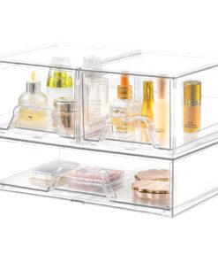 3er Set Stapelbare Acryl Schubladen Organizer Transparent Schminktisch Kosmetik Badezimmer