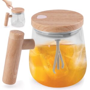 Selbstrührende Kaffeebecher: Elektrischer Rührkaffeebecher für Kaffee und Milch - 400ML - Borosilikatglas - Ahornfarbe -
