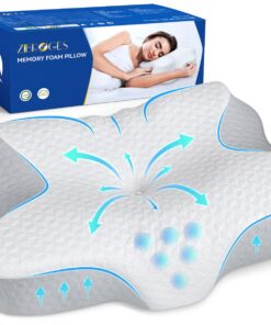 Zibroges Memory Foam Nackenkissen, komfortabel für Seitenschläfer, Rückenschläfer und Bauchschläfer, waschbarer Bezug, 6