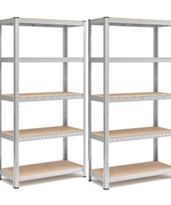 SONGMICS Schwerlastregal, 2er Set, für Keller und Lager, 40 x 90 x 180 cm, Stahlgestell mit 5 verstellbaren Ablagen, jew