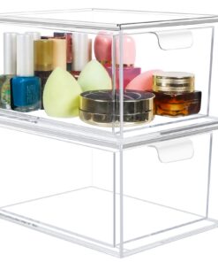 Stapelbarer Transparenter Acryl Kosmetik-Organizer mit Schubladen, 2er Set für Badezimmer & Schlafzimmer