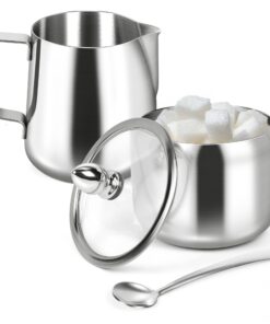 Zucker- und Milchkännchen-Set Silber edelstahluell, Kaffeebar-Zubehör für Espressomaschinen, Kauffür professionelle Bari