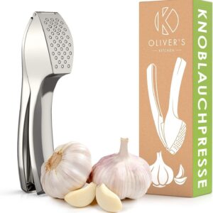 Oliver's Kitchen Premium Knoblauchpresse Handlich & Leicht zu Reinigen Zerkleinert Knoblauch & Ingwer Mühelos Extra Star