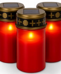MIJOMA LED Grablichter für den Außenbereich - Batteriebetrieben, 6 Monate Leuchtdauer, realistischer Flackereffekt (rot