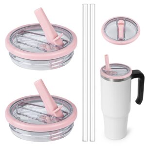 2 Stück Auslaufsichere Ersatzdeckeln für Stanley 40 oz Becher, Spritzwassergeschützter Deckel mit 2 Strohhalmen, ideal f