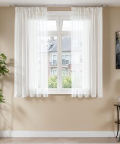 TOPICK Weißer GardinenmitSchlalnummer H145xB140 cm Wohnzimmer Schlafzimmer moderne Übergardinen OEKO-TEX Standard 100