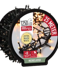 LED Lichterkette auf Trommel - extra warmweiß - für Innen- und Außenbereich - 25m Länge / 1250 LED - Timer und 8 Funktio