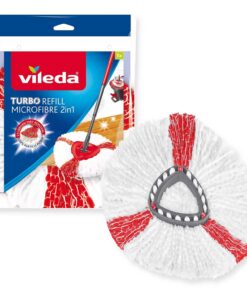Vileda Turbo 2in1 EasyWring&Clean Wischmopp Ersatzköpfe - Mikrofaser Moppköpfe mit Kraftfasern für empfindliche Böden -