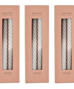 pajoma® Gedrehte Stabkerzen Grau-Beige | Premium Spiralkerzen - 5 Std. Brenndauer, 12 Stück | Hochwertige Wendekerzen, 2
