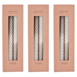 pajoma® Gedrehte Stabkerzen Grau-Beige | Premium Spiralkerzen - 5 Std. Brenndauer, 12 Stück | Hochwertige Wendekerzen, 2