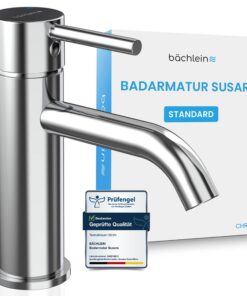 Bächlein Badarmatur Susara Design Einhebelmischer langlebiger Keramikkartusche Bad Wasserhahn Chrom