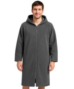Weecreeture Kapuzenhandtuch-Poncho Herren Reißverschluss Surf-Poncho mit Tasche Dunkelgrau M