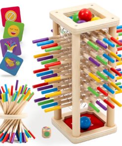 Nene Toys BALLFALL - Holzspielzeug für Kinder 3-9 Jahre - Lernspiel mit Stäbchen, Würfel & Karten - tolles Geschenk für