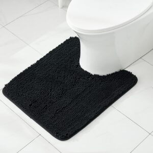 MIULEE Chenille Teppich Fußmatte Fußmatte für Badezimmer Saubere und rutschfeste Duschmatte 50x60 cm Schwarz