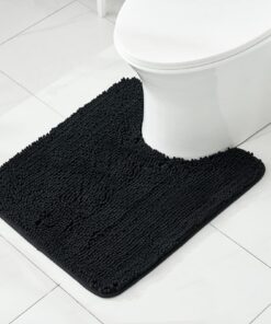 MIULEE Chenille Teppich Fußmatte Fußmatte für Badezimmer Saubere und rutschfeste Duschmatte 50x60 cm Schwarz