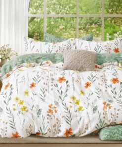 Lanqinglv Grün Blätter Blumen Bettwäsche 220x240cm OEKO-TEX STANDARD 100 Wende Bettbezug und Kissenbezug