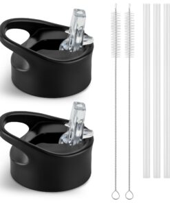Vinsun Ersatz-Deckel Set Edelstahl Trinkflaschen ø57mm Strohhalme 500ml 750ml 1000ml Reinigungsbürste auslaufsicher