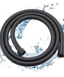 Auralum PVC Flexibler Duschschlauch 1,5m Messinganschlüsse Knick-Verdrehsicher Schwarz
