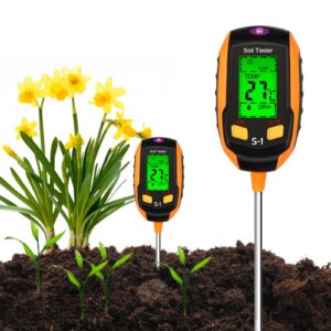 LWMTT 4 in 1 Bodenmessgerät für Gartenarbeiter, Rasenpfleger und Landwirte mit Digitalem Feuchtigkeits- und Temparaturme