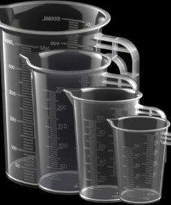 WOEIEOW Präzisions Messbecher Set 4-teilig Hitzebeständig Labor Küche Garten