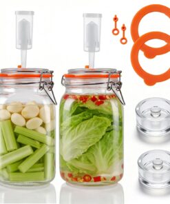 1,5L Fermentierglas mit Gärventi & Gewicht für Kombucha, Kimchi & Sauerkraut - 2 Stück Set