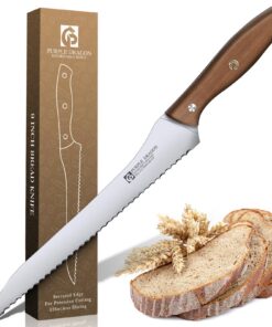 Purple Dragon deutscher Hochkarbonstahl Brötchenmesser 9" Spitzes Sägemesser für Selfmade Brot | Purple Dragon Brötchen