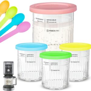 Creami Behälter für Ninja Ice Creami NC501, 24oz, 4 Stück, für Deluxepints und -käfer, wiederverwendbar, spülmaschinenfe