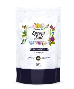 Nortembio Epsom Salz 100% Pure 180 g - Konzentrierte Magnesiumquelle für empfindliche Haut + Vitamin C & E + Naturliches