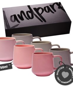 Landpark Kaffeetassen Mix (6 x 350 ml) – 100% Handgefertigt aus Hochwertiger Keramik