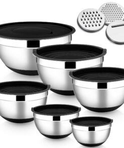 HaWare Rührschüssel - Edelstahl Set für Küchenprofi mit Luftdichtem Deckel & Reibenaufsätzen, perfekt für Salate & Koche