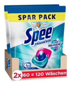 Spee Power Caps Deo-Frische Kick 24h Freshness für Männer in Büros und Sport, 120 (2x60 Waschladungen) Waschlängen 4+1-F