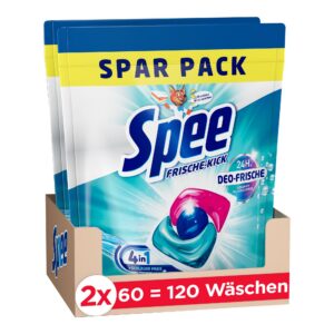 Spee Power Caps Deo-Frische Kick 24h Freshness für Männer in Büros und Sport, 120 (2x60 Waschladungen) Waschlängen 4+1-F
