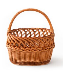 Weidenkorb Picknickkorb Einkaufskorb 37x40x20cm Handgeflochten Zweifarbig