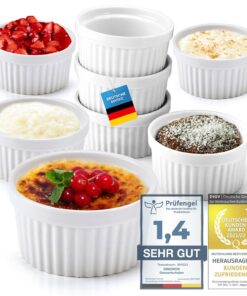 Dimono 8er Set 170ml Creme Brulee Förmchen weiß – Dessert-Schalen für Muffins Pasteten Soufflés