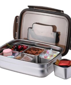 SUMTree Edelstahl Snackbox mit Fächern für Süßigkeiten und Lebensmittel (quadrat) SUMTree Edelstahl Snackbox mit Fäche
