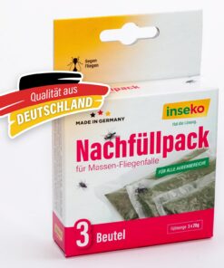 Inseko Massen-Fliegenfalle Nachfüllpack I 3 Beutel - Praktisch für Hobbys & Jagd - Hohe Fangwirkung, lange Dauernde Effe