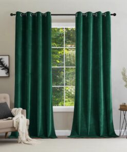 CUCRAF Grüne blickdichte Samtvorhänge 2er Set H245xB140cm für Wohnzimmer und Schlafzimmer OEKO-TEX STANDARD 100