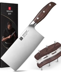 XINZUO Profi Edelstahl Hackmesser 17.5cm, scharfe Klinge für Fleisch/Fisch/Gemüse, ergonomisches Griffdesign aus Rotem R
