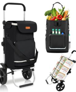 Sekey Faltbarer Einkaufstrolley – Leichter Aluminium 3-in-1 Trolley mit Kühlfach für Camping & Einkäufe