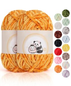 Aeelike Superweich Chenille Wolle 2 x 100 g für Handweben - Orange OEKO-TEX Standard 100