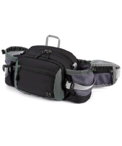 Mokzer Bauchtasche für Wandern mit Flaschenhalter 6L Hüfttasche für Herren und Damen Schwarz