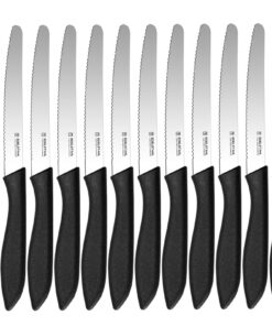 Targzier 12-teiliges Frühstücksmesser SET, scharfe Spezialklingenstahl, Spülmaschinenfest, schwarz | Targzier Wellensch