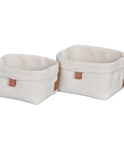 LOVE IT STORE IT Aufbewahrungskorb Set - Stoff-Körbchen für Badezimmer - Beige - 2er Set, 2 Größen
