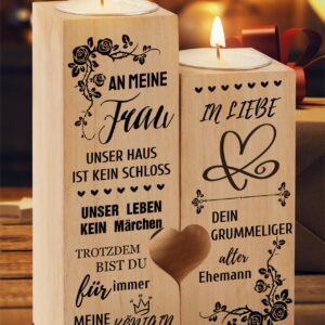 PRSTENLY Geschenk für Ehefrau mit Ich Liebe Dich Kerzenständer zum Jahrestag Hochzeitstag Geburtstag Weihnachten Valenti