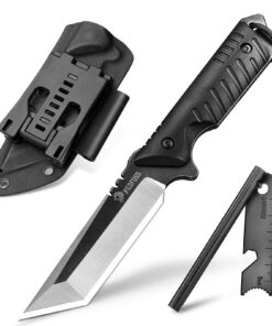 NedFoss DRAGON Outdoor Messer Feststehend mit Feuerstahl für Outdoor Aktivitäten, Tanto Messer mit Kydex Holster, Ideal