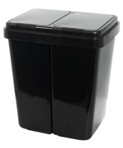Grizzly Recycling-Mettel-Doppelmülleimer 2 x 25l - Für Familie - für Außengraubereich - EasyClean-Technologie - Anthrazi