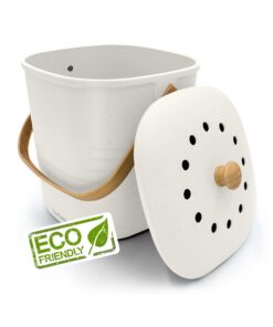 YourCasa Biomülleimer 4L geruchsdicht Küche mit Aktivkohlefilter (Weiss)